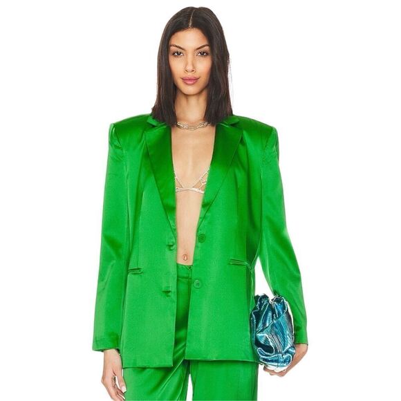 Retrofete SER.O.YA Motlee Silk Blazer in Kelly Green-Size S - Picture 1 of 8